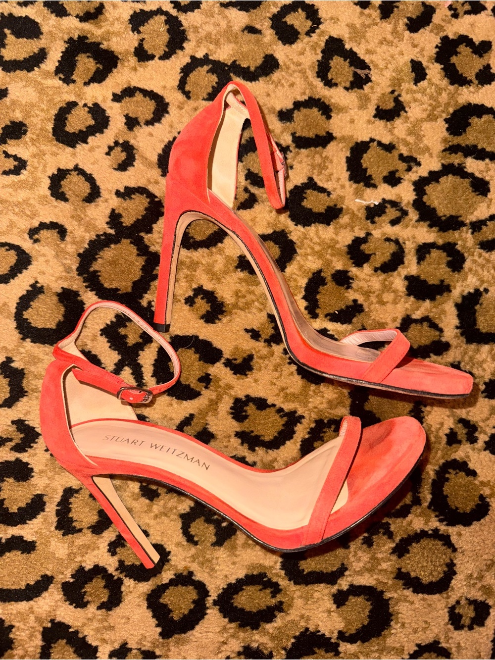 Stuart Weitzman orange Suede Ankle-Strap Heels